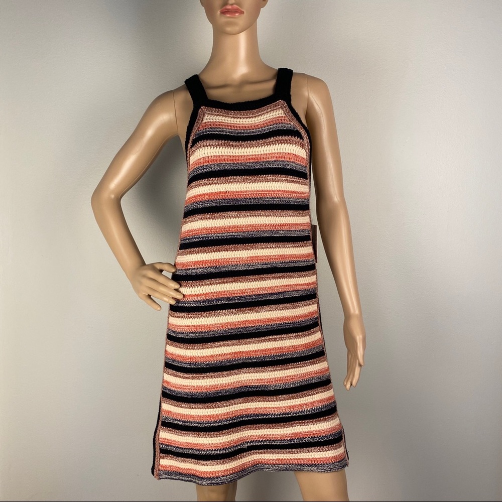 NEW FREE PEOPLE STRIPED CROCHET MINI DRESS - Picture 2 of 9